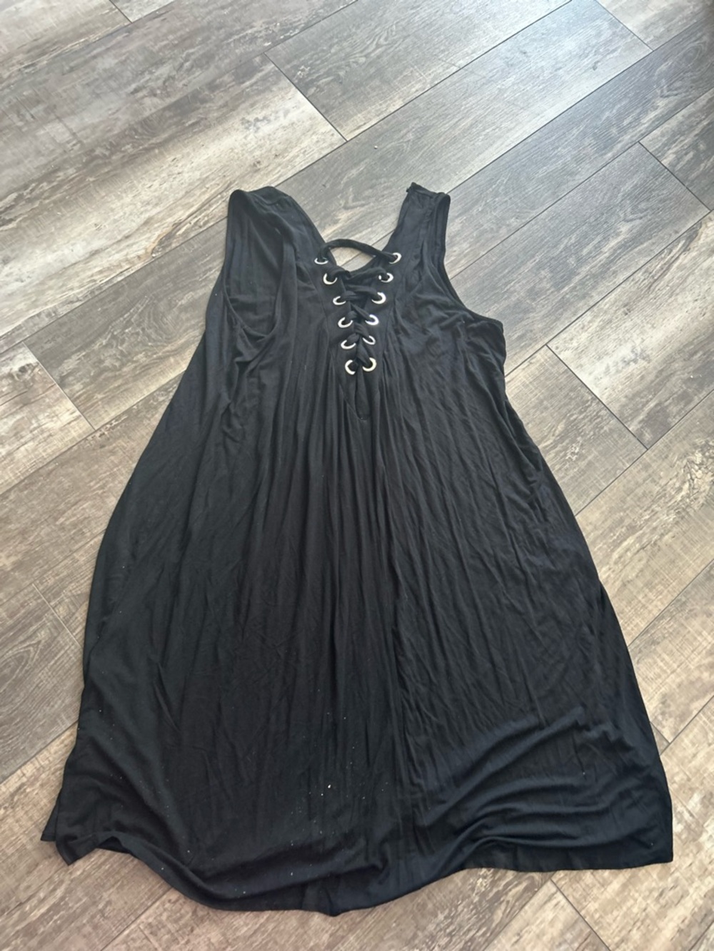 Black Lace-Up Tank Dress Size Large New CH1